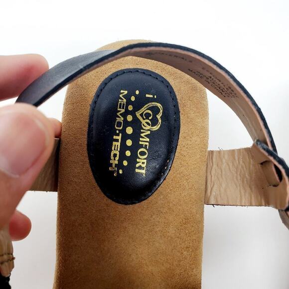 I Love Comfort Memo Tech Black Open-Toe Wedge SIZE 7 - Picture 11 of 13